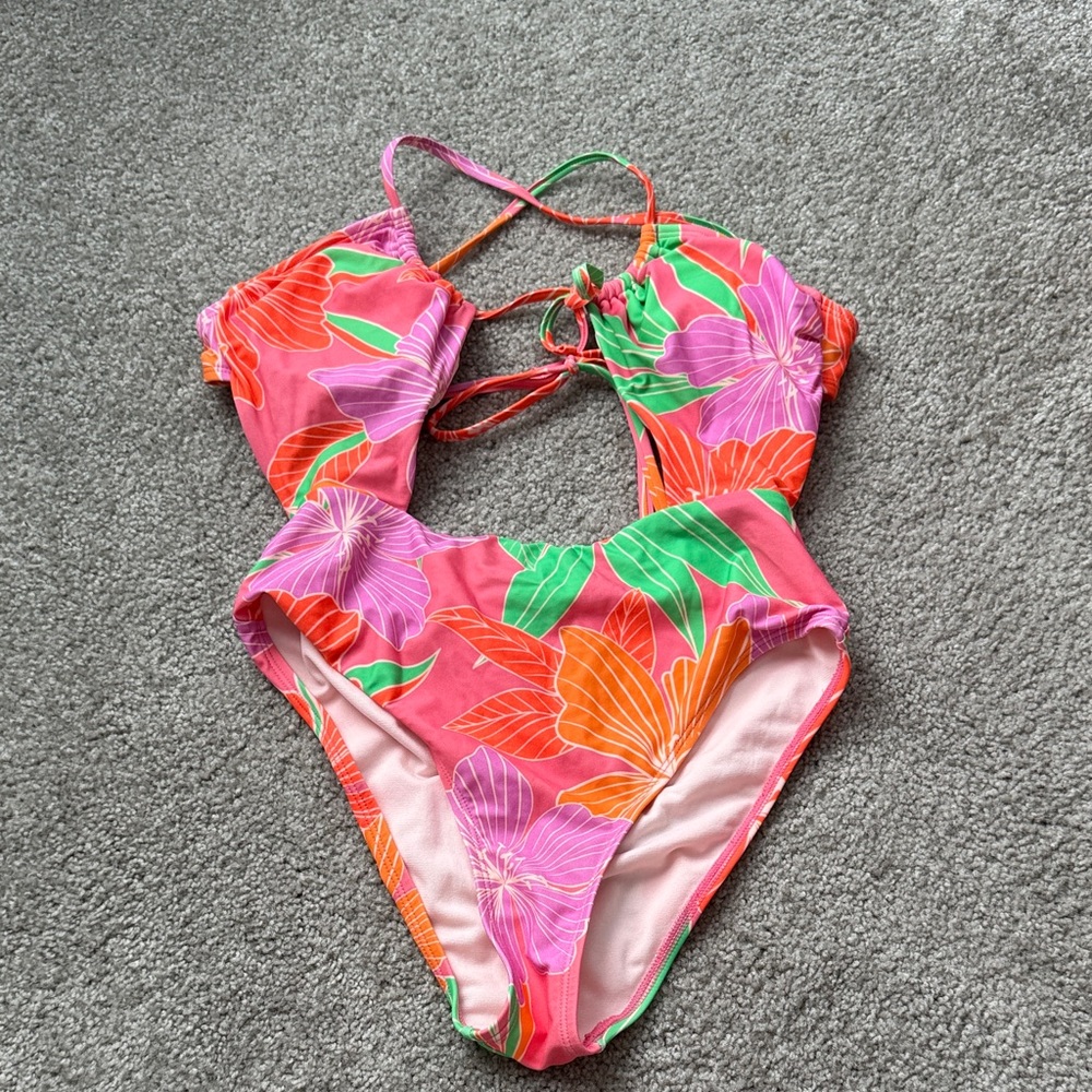 Cupshe Pink Floral One Piece Swimsuit